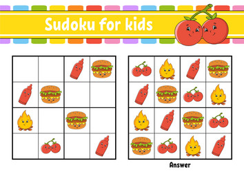 Sudoku for kids education developing worksheet vector