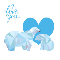 low poly polar bears sitting on ice and looking vector image