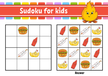 Sudoku for kids education developing worksheet vector