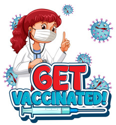 get vaccinated font in cartoon style vector image