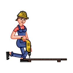 builder works with a drill vector image