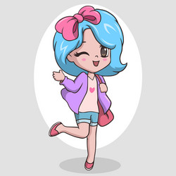 cute elementary school girl posing vector image