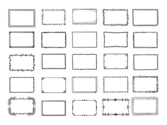 doodle frames sketched hand drawn square shapes vector image