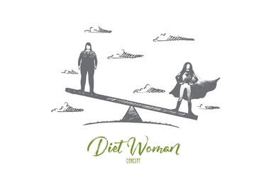 Diet woman concept hand drawn isolated vector