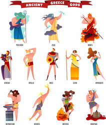 ancient greece gods cartoon set vector image