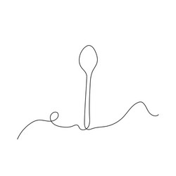 continuous one line drawing spoon stock vector image