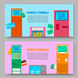 self-service payments terminals banners vector image