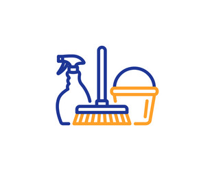 cleaning service icon spray bucket and mop vector image