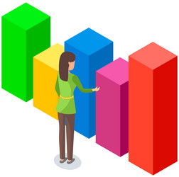 Analytic worker looking at dynamics of bar chart vector