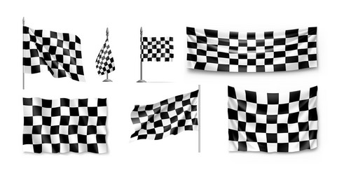 Racing flags set realistic vector