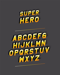 Super hero font lettering with alphabet on gray vector