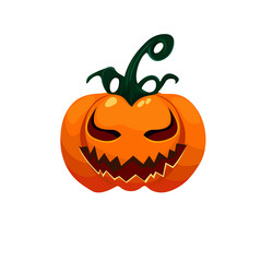 pumpkin with carved evil face for halloween vector image