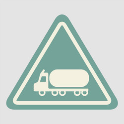 Warning road sign gasoline tank truck vector