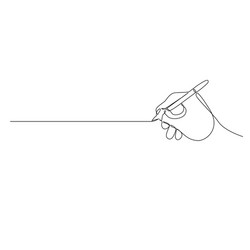 continuous one line hand with pen write a straight vector image