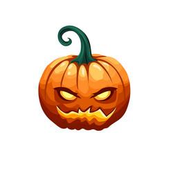 pumpkin with carved evil face for halloween vector image