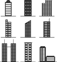 set of modern office tall building for icon vector image