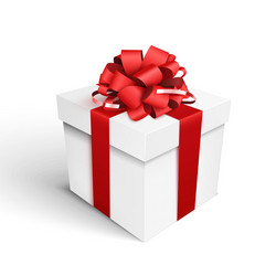 gift box with red ribbon and bow vector image