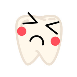 human tooth with cute face in sick sad and pain vector image