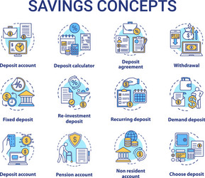 savings concept icons set different banking vector image