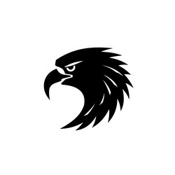 black silhouette head of an eagle on a white vector image