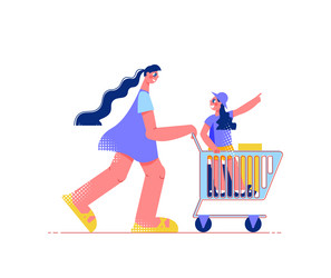 trolley cart shopping composition vector image