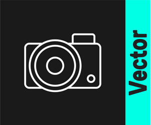 white line photo camera icon isolated on black vector image