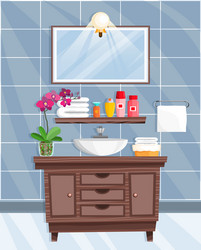 bathroom interior with washbasin in flat style vector image