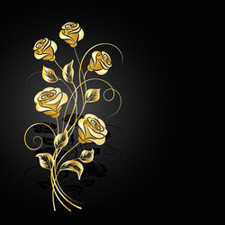 gold roses with shadow on dark background vector image