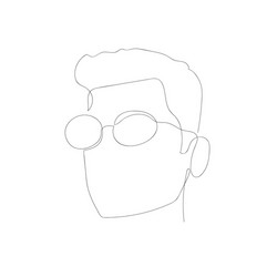 continuous one line abstract man with glasses vector image