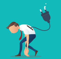 low battery businessman with electrical plug vector image