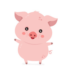 Cute smiling happy funny little pig vector