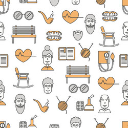 thin line art aged people seamless pattern vector image