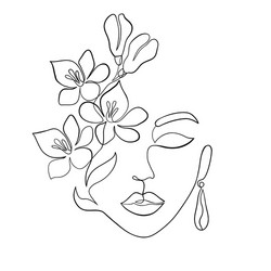 minimal woman face vector image