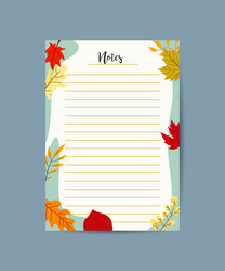 Autumn to-do list notes template with maple vector