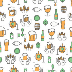 Thin line art craft beer seamless pattern vector