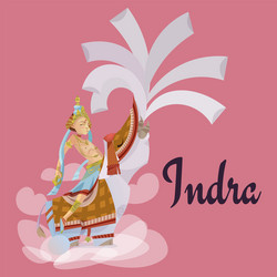 indra sitting on elephant hindu gods invitation vector image