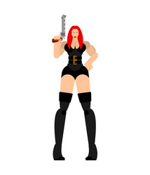 dangerous lady with guns beautiful woman vector image