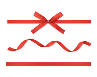 red ribbon and bow isolated vector image