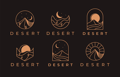 set of abstract outdoor landscape desert logo vector image