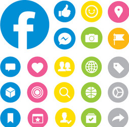 facebook social media button icons vector image