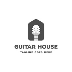 simple minimalist guitar music house logo design vector image