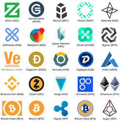 set of logos popular cryptocurrency vector image