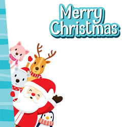 christmas greeting card santa claus and animals vector image