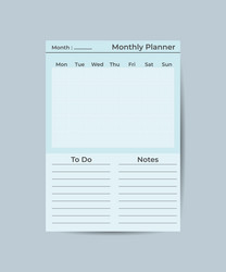 monthly planner template minimalist planners vector image