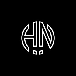 hn monogram logo circle ribbon style outline vector image