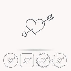 Love heart icon amour arrow sign vector