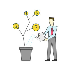 businessman is watering a money tree vector image