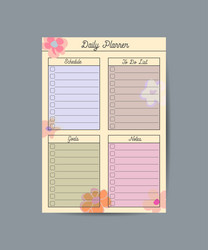 Daily planner template schedule with notes vector