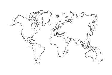 outline of world map on white background vector image