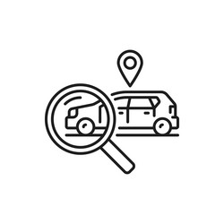 car with location mark and magnifier search icon vector image